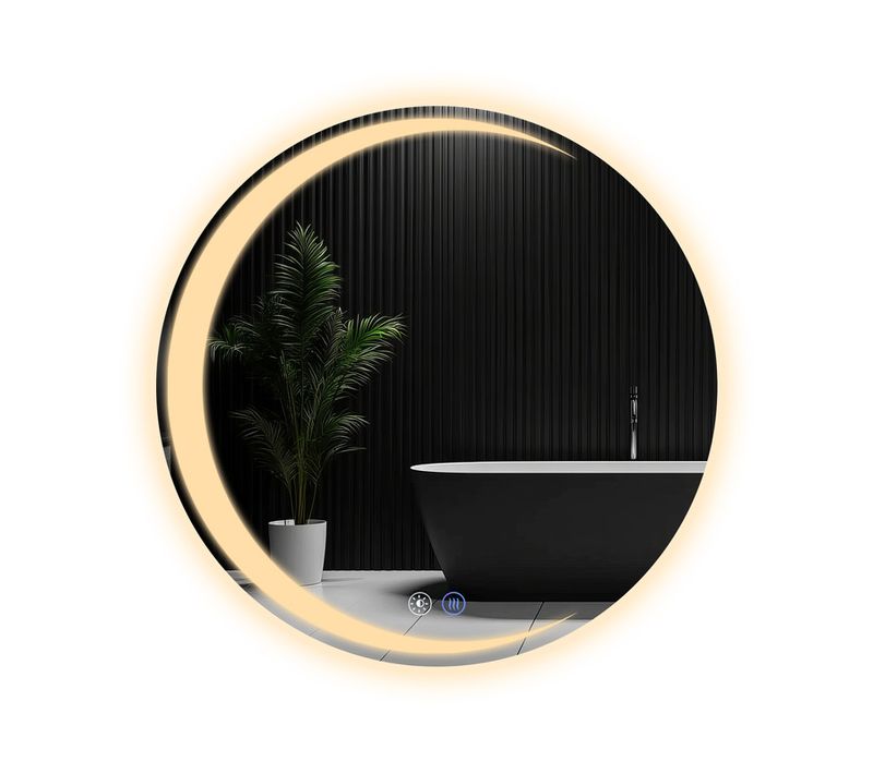 Miroir De Salle De Bain Avec Éclairage Rond à LED Ip44 Rond 70 Cm Avec Fonction Tactile