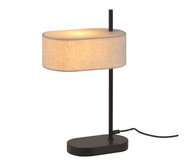 Lampe De Chevet Chambre Vintage 44,5cm E14 Abat-jour En Tissu Lin Noir Avec Interrupteur