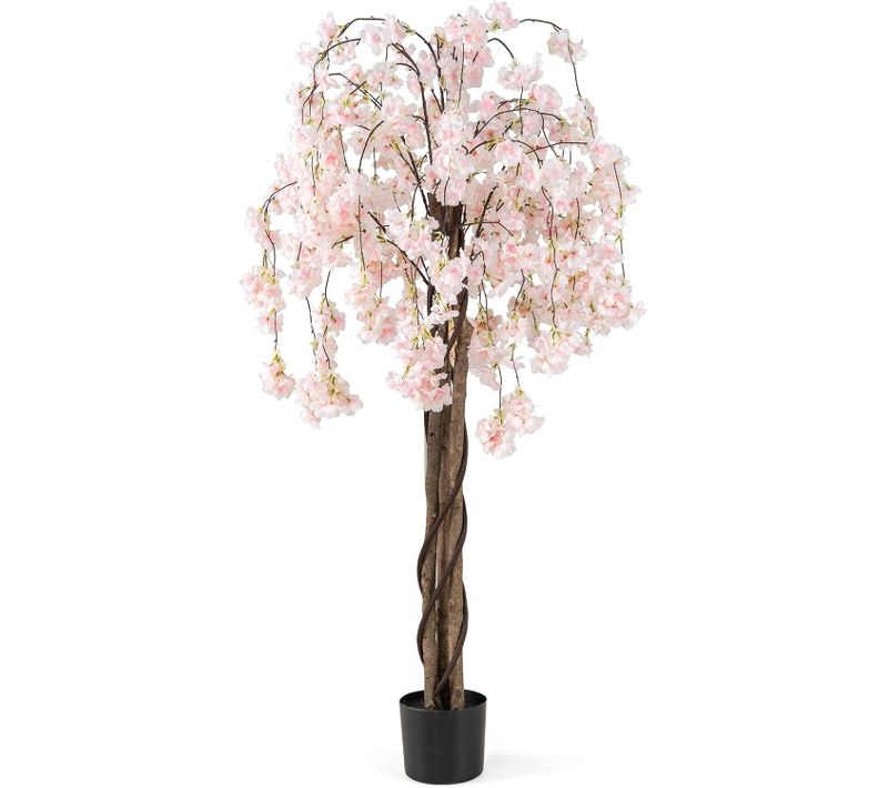 Cerisier Artificiel Réaliste 163 Cm Avec Fleurs Roses Et Blanches (blanc)