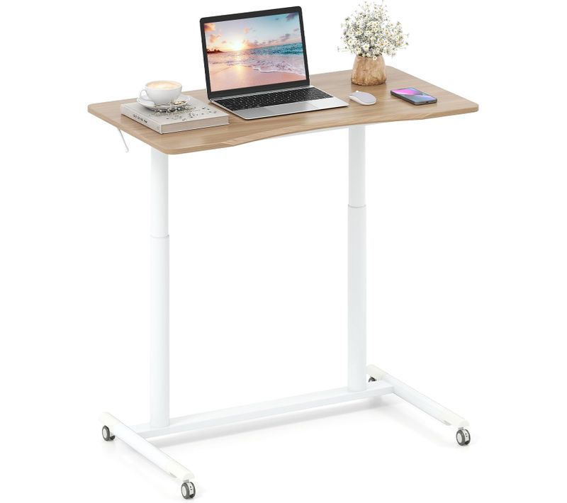 Table Roulante Pour Lit Canapé 95x52cm,bureau Debout Réglable En Hauteur,table D'appoint (naturel)