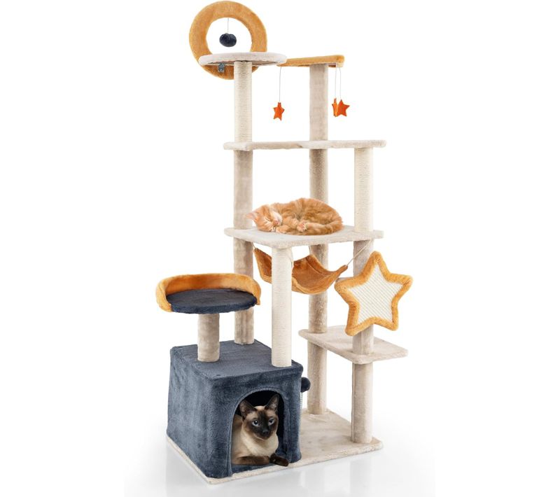 Arbre à Chat XXL 160 Cm, Arbre à Chat Maine Coon, 6 Plateformes, Planche Et Poteaux (160 Cm)