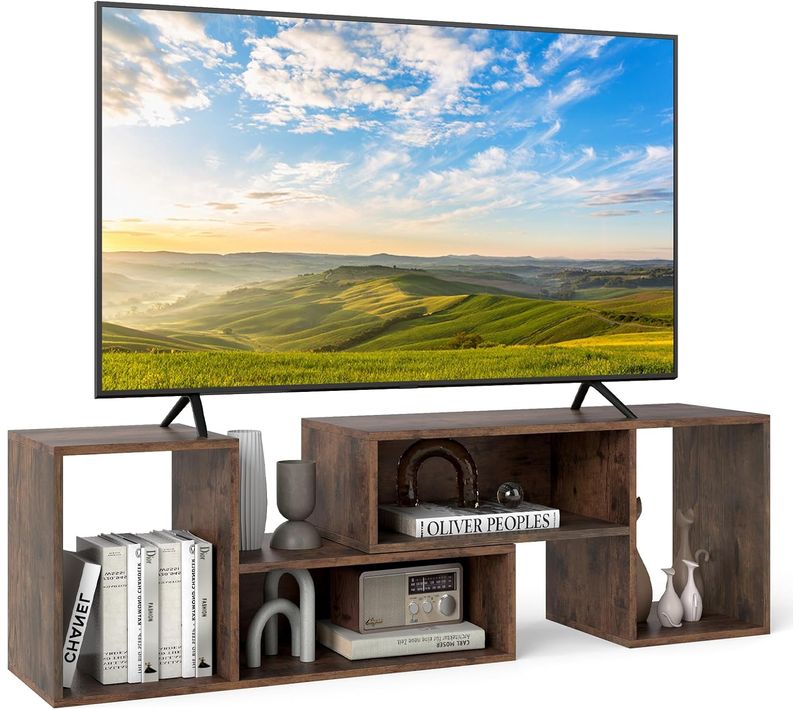 Meuble TV 2 Pièces Modulaires, Meuble Tele Pour TV 50/55/60 Pouces (marron Rustique)