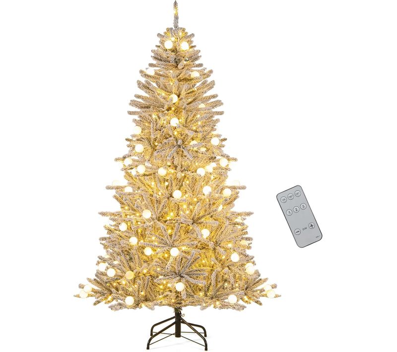 Sapin De Noël Artificiel Avec 637 Branches Et 250 Lumières LED Et 3 Modes D'éclairage  (180cm)