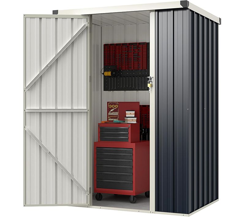 Petit Abri De Jardin Métal Galvanisé 1 ㎡, Cabane Jardin Exterieur 1,6 M³, Structure Encliquetée