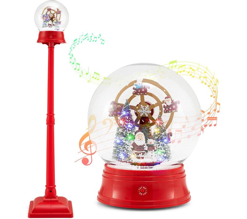 Lampadaire Musical De Noël De 150 Cm, 15 LED Colorées, Décoration Lampe Avec Grande Roue