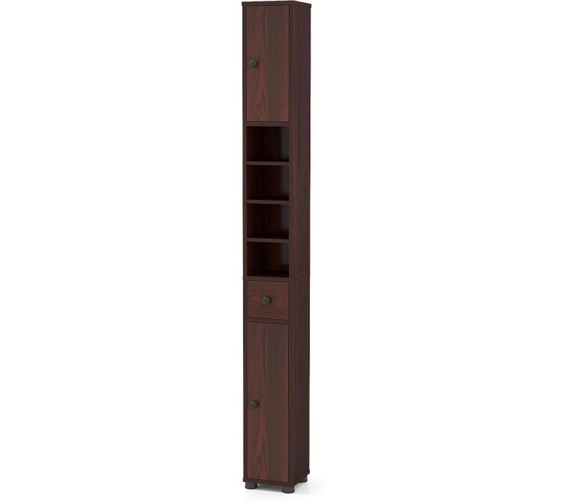 Meuble Colonne Salle De Bain, 2 Placards à Porte, 1 Tiroir, 20 X 20 X 180 Cm (marron Rustique)