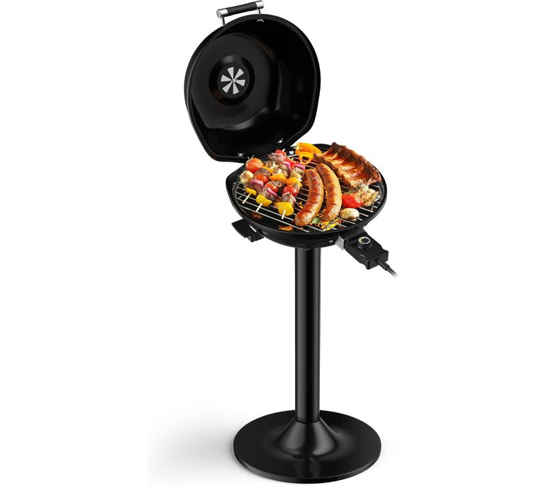Barbecue Électrique 1600w Extérieur, Grille Amovible Antiadhésive, Sans Maintien Chaud ,noir