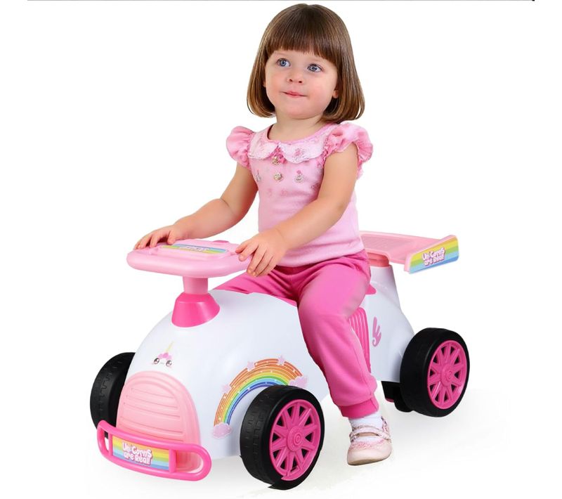 Porteur Enfant Forme Police,volant Musique, Coffre Jouets,charge 15kg 19-36 Mois ,rose+blanc