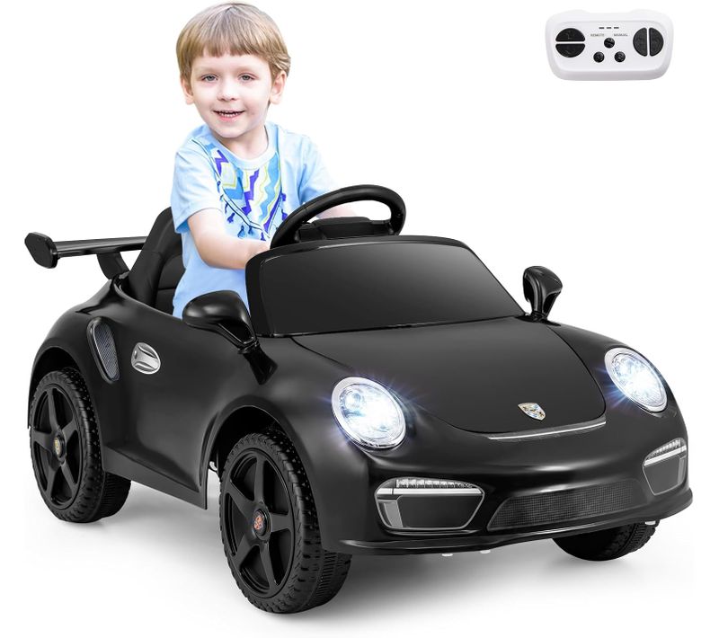 Voiture Électrique Enfant Porsche 12v,télécommande,phares Musique,charge 30kg 3-8 Ans ,noir
