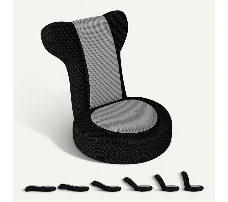 Fauteuil De Sol Pliable 48x64x53cm, Appuie-tête Et Dossier Réglables,coussin Rembourré ,gris