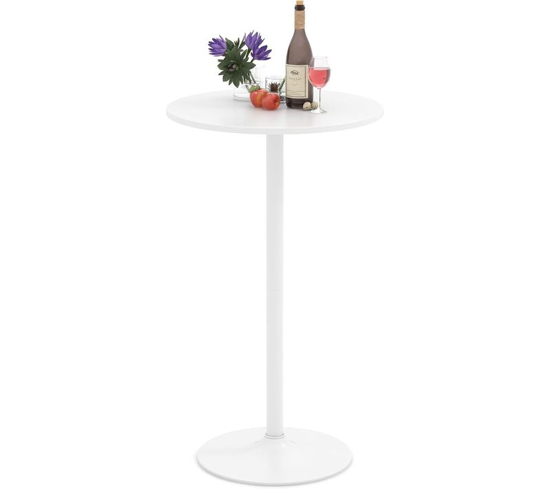 Table Bistrot Ronde, Table De Bar 101,5 Cm, Hauteur Transformable En Table Basse 56 Cm (blanc,1)