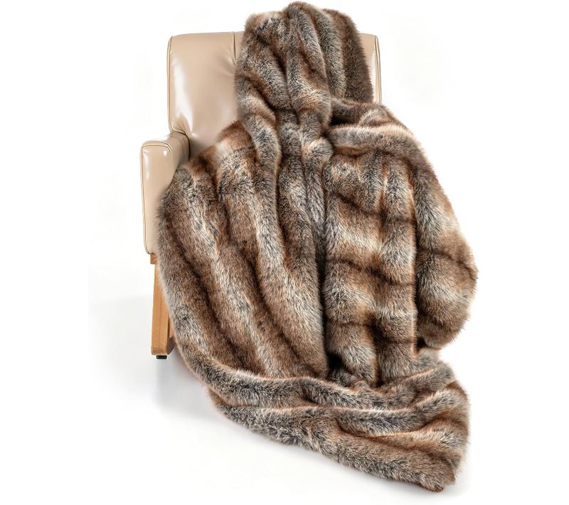 Couverture En Polaire, Plaid En Fausse Fourrure Moelleuse, 153 X 203 Cm, Marron
