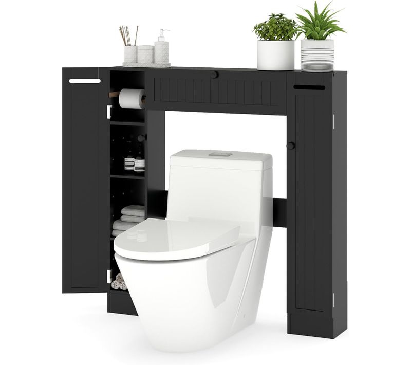 Meuble Wc Au-dessus Des Toilettes, Etagère De Rangement De Salle De Bains(19,5 X 89 X 99 Cm,noir)