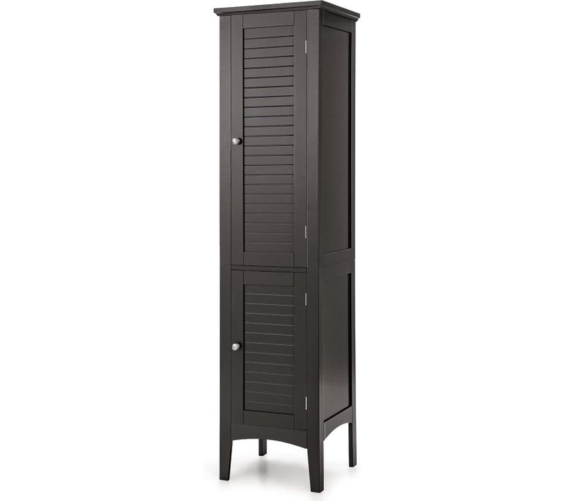 Meuble De Rangement Salle De Bain,colonne Sur Pied Avec Rangement à 5 Niveaux,37x37x160cm,brun