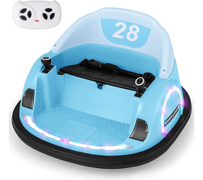 12v Auto Tamponneuse électrique Enfants Avec Télécommande 2,4g, Voiture Tournante Bébé 360° (bleu)