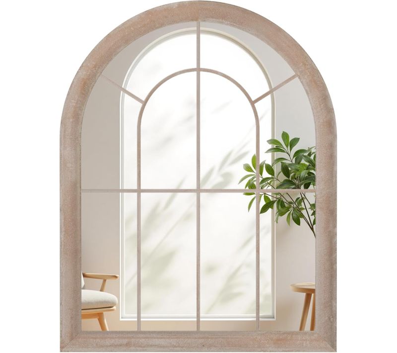 Grand Miroir Mural Arche Exterieur Interieur,cadre Métallique,4 Mm Réflexion Hd(88 X 69,5 Cm)