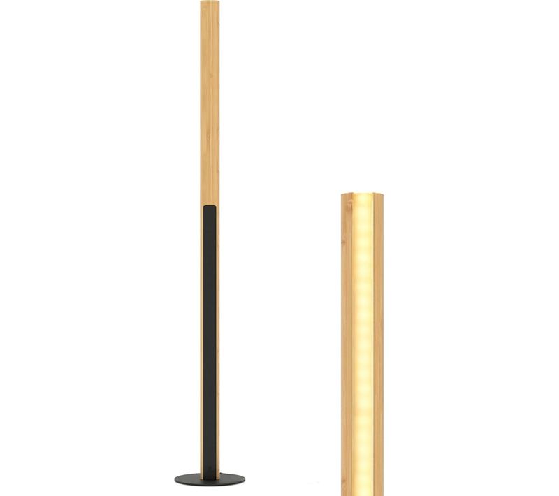 Lampadaire LED En Bambou 122 Cm,lampe Sur Pied Avec Interrupteur à Pied,3 Températures De Couleur