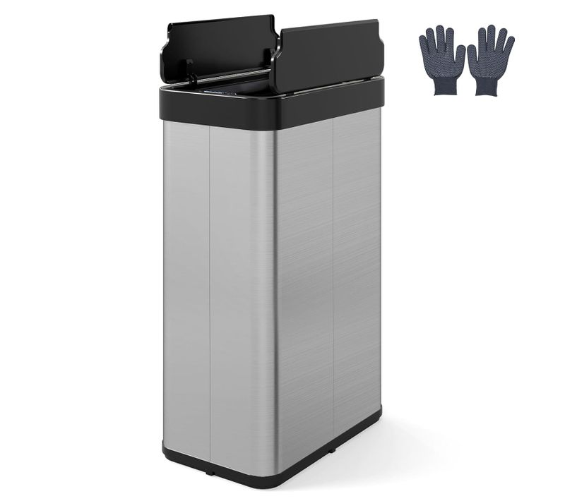 Poubelle Cuisine Automatique 60 L,poubelle En Acier Inoxydable,capteur Mouvement Infrarouge(argent)