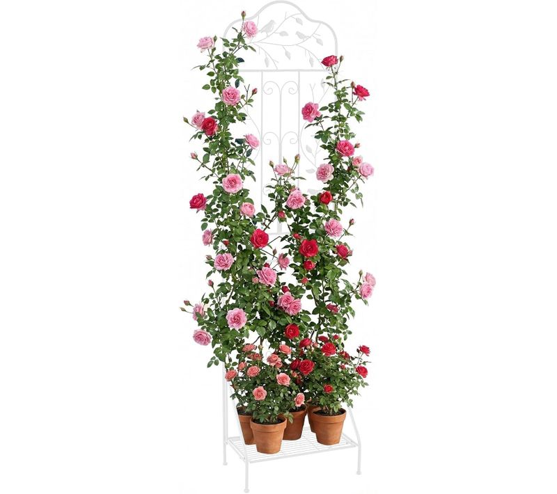 Treillis De Jardin En Métal 189,5x50 Cm, Clôture Décorative Pour Plante Grimpante (blanc)
