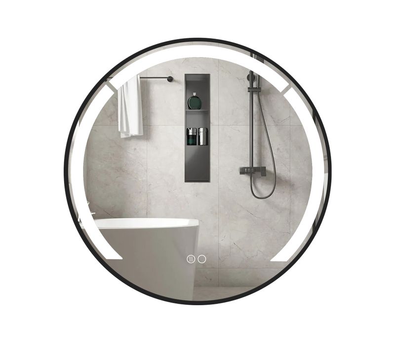 Miroir Salle De Bain Avec Eclairage D. 60 Cm, Miroir Mural Rond Antibuée, 3 Couleurs De Lumière