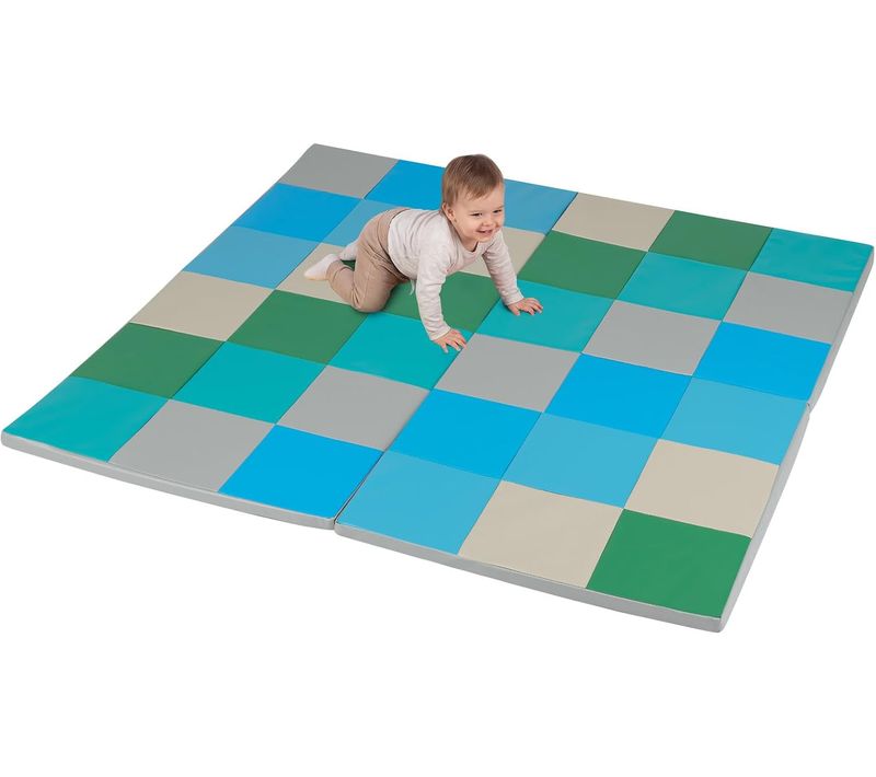 Tapis D'éveil Bébé Pliable épais 144x144x3,5 Cm, Tapis De Jeu De Sol XXL En Mousse (bleu)
