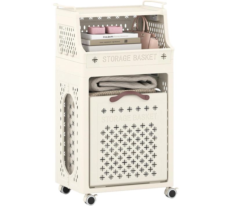 Panier Linge Pliable à Roulettes Verrouillables, Bac Linge Sale Plastique 21l+30l (21l+30l,basic)