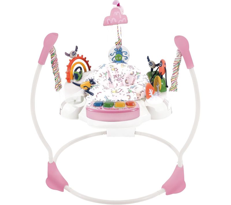 Aire D'éveil à Rebonds Bébé Avec 6 Jouets Interactifs Et Plateau Musical (rose)