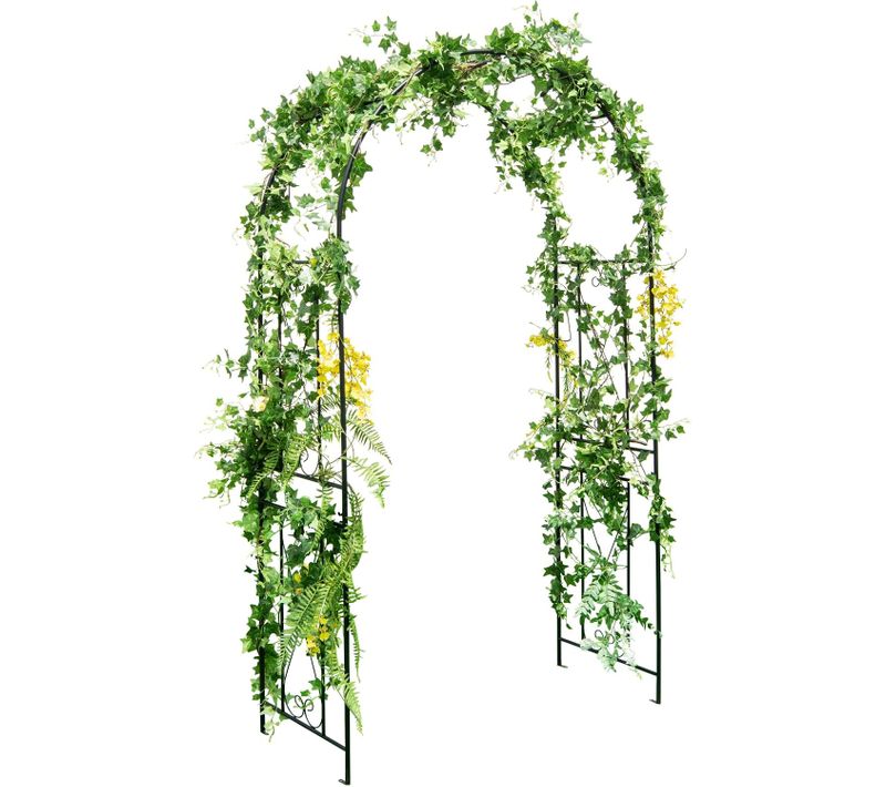 Arche De Jardin Métallique Pour Plantes Grimpantes, Treillis De Jardin Extérieur, 120 X 56 X 220 Cm