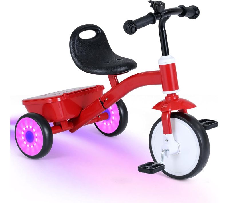 Tricycle Bébé évolutif Avec Roues Lumineuses et Sonnette,vélo Enfant à 3 Roues Avec Siège Réglable