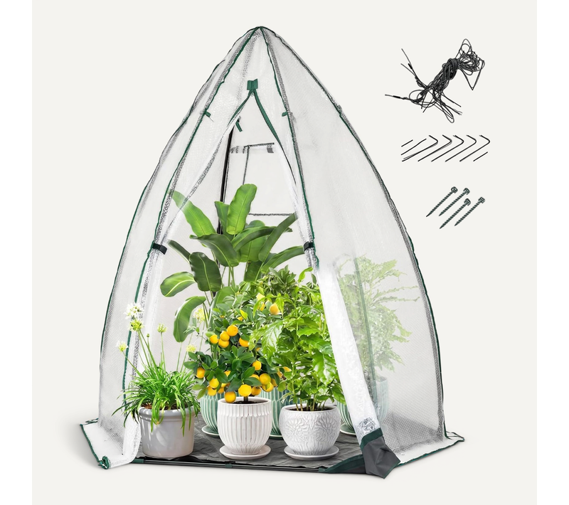Serre De Jardin Portable En Pe Résistante, Mini Serre Extérieure, 160x139x182 Cm, Blanc