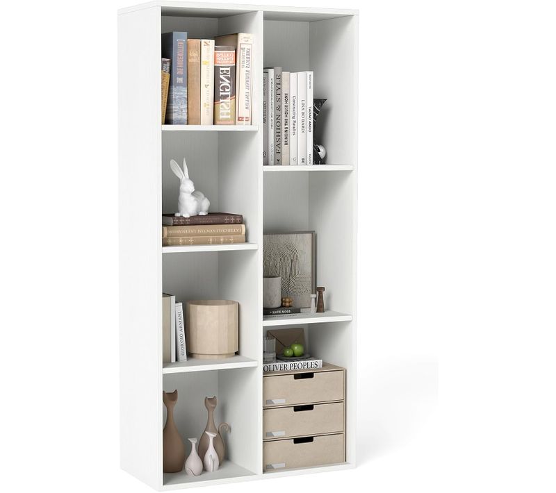 Étagère à 7 Cubes, Bibliothèque Indépendante Verticale Ou Horizontale (blanc)