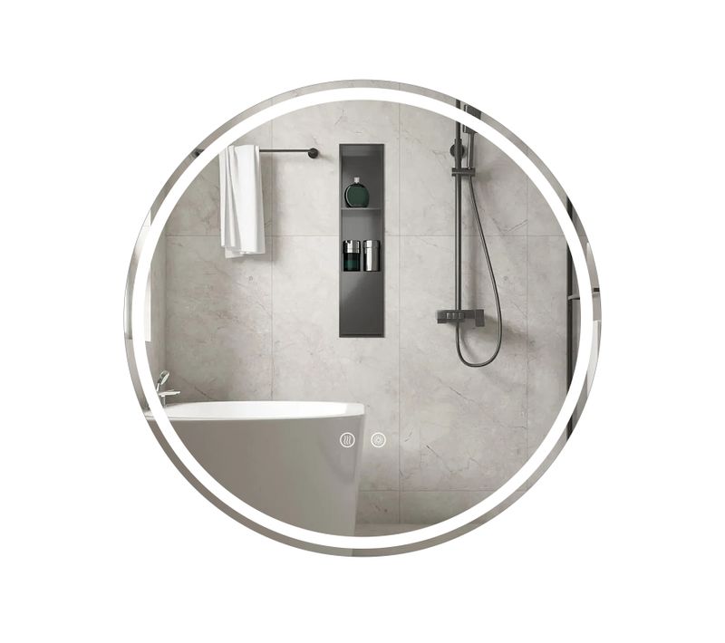 Miroir Salle De Bain Avec Eclairage, Miroir Mural Rond Antibuée (ø 80 Cm,style 2)