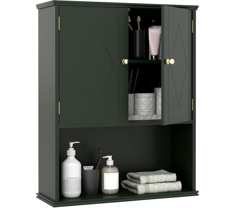 Armoire Murale Salle De Bain, Meuble Wc Suspendu Avec 2 Portes, 21 X 60 X 75 Cm (vert)
