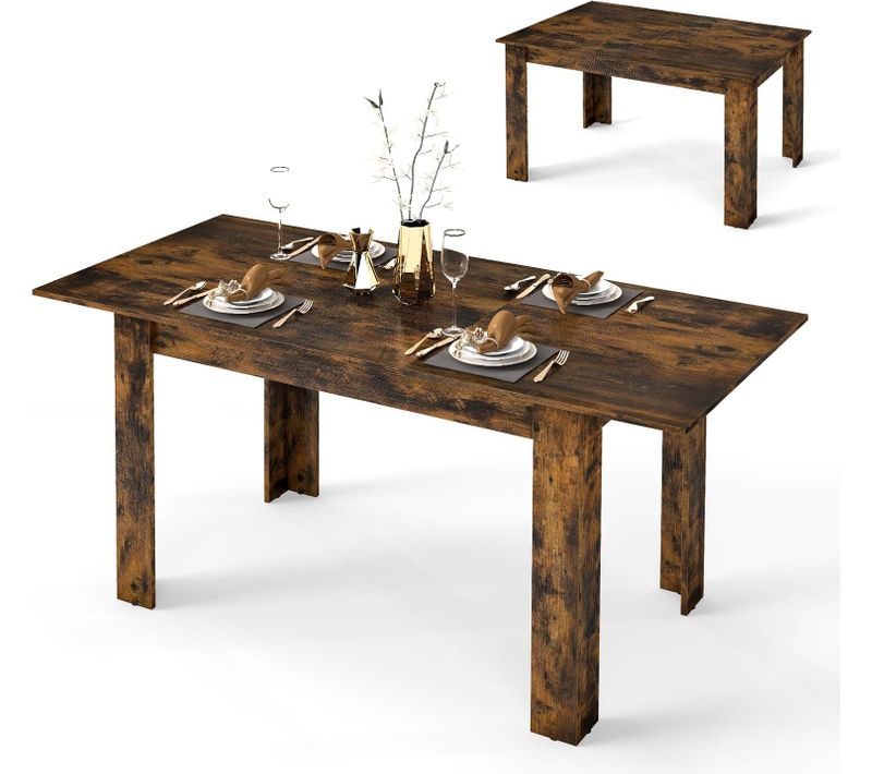 Table Extensible Salle à Manger, Table Cuisine Extensible 6 Personnes, 120-158 Cm (marron Rustique)