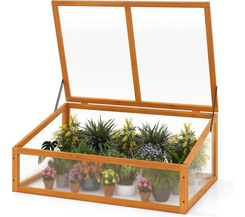 Serre De Jardin En Bois De Sapin 94 X 63 X 40 Cm, Jardinière Surélevée Portable (orange)