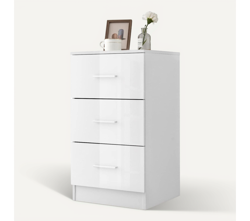 Caisson Bureau Laquée 3 Tiroirs Pour Feuilles A4,commode Tiroir Rangement(blanc, Lot De 1)