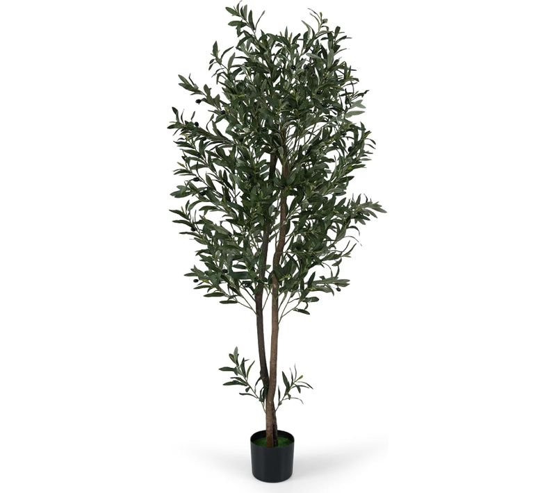 Plante Artificielle En Pot Hauteur 180cm, Olivier Artificiel Avec Fruits Et Mousses Réalistes