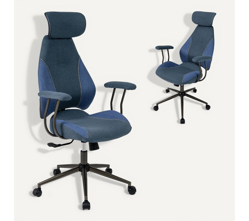 Chaise De Bureau,fauteuil Ergonomique Avec Appuie-tête Réglable,dossier Inclinable à Bascule(bleu)