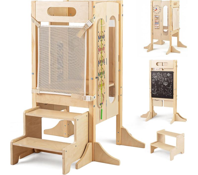 4 En 1 Tour D'apprentissage Enfant, Tour D'observation Montessori En Bois (style 2)