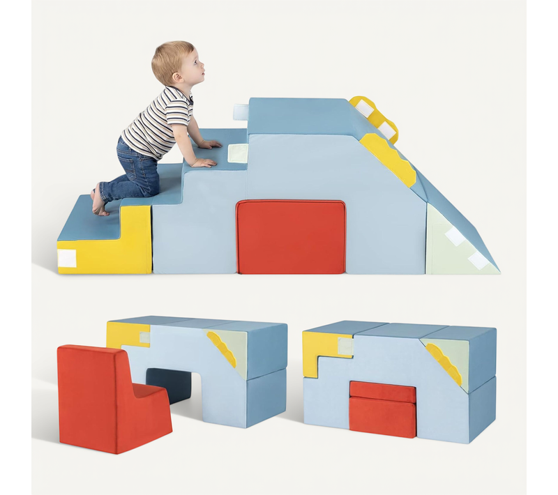 3 En 1 Parcours Motricité Bébé En Mousse Avec Toboggan Et échelle, Module Motricité Bébé