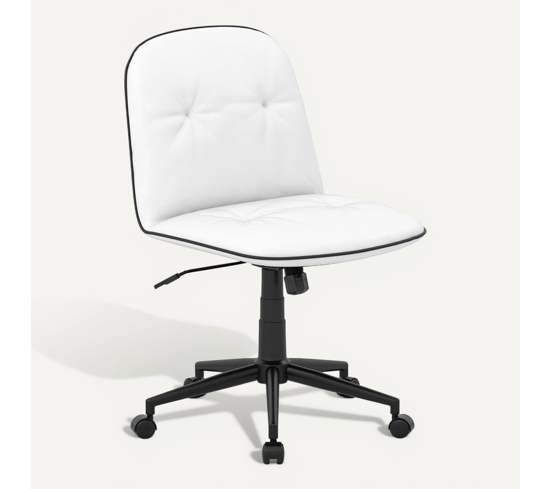 Chaise De Bureau Sans Accoudoirs, Fauteuil De Bureau Pivotante, Hauteur Réglable(blanc)