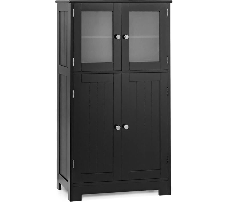 Meuble De Salle De Bain Avec 4 Portes Avec Etagère Réglable, Colonne Salle De Bain (noir)