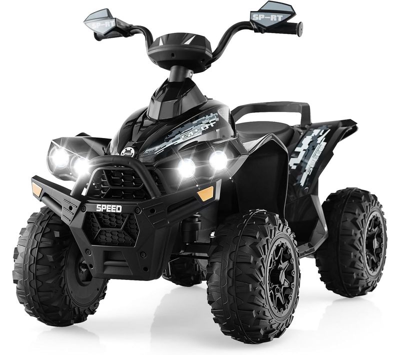 12v Quad électrique Enfant Avec Musique Et Lumières LED, Voiture électrique Enfants (tout Noir)