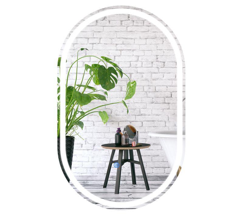 Miroir Salle De Bain Avec Eclairage, Miroir Mural Ovale Antibuée, (80 X 50 Cm,style 3)