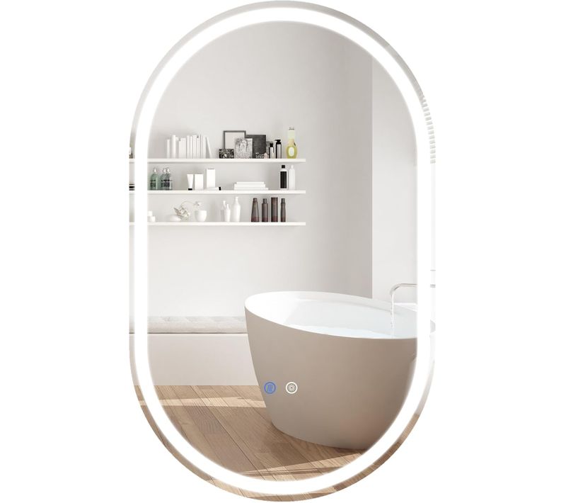 Miroir Salle De Bain Avec Eclairage, Miroir Mural Ovale Antibuée (90 X 55 Cm,style 3)