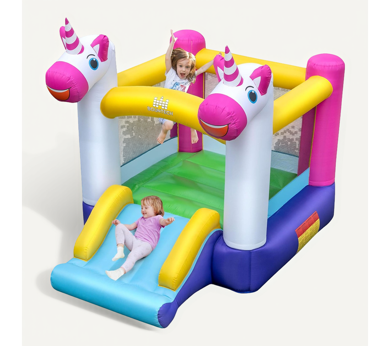 Château Gonflable Sur Thème Licorne Avec Toboggan Et Maison De Saut, Aire De Jeux Gonflable