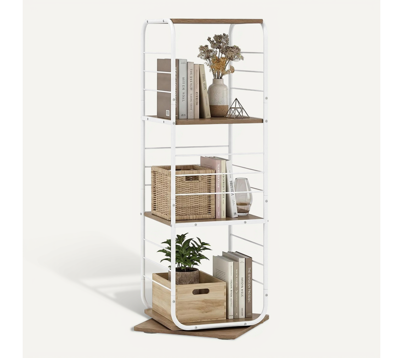 Bibliotheque Etagere Tournante à 4 Niveaux, Tour De Livres Pivotante à 360° (naturel)