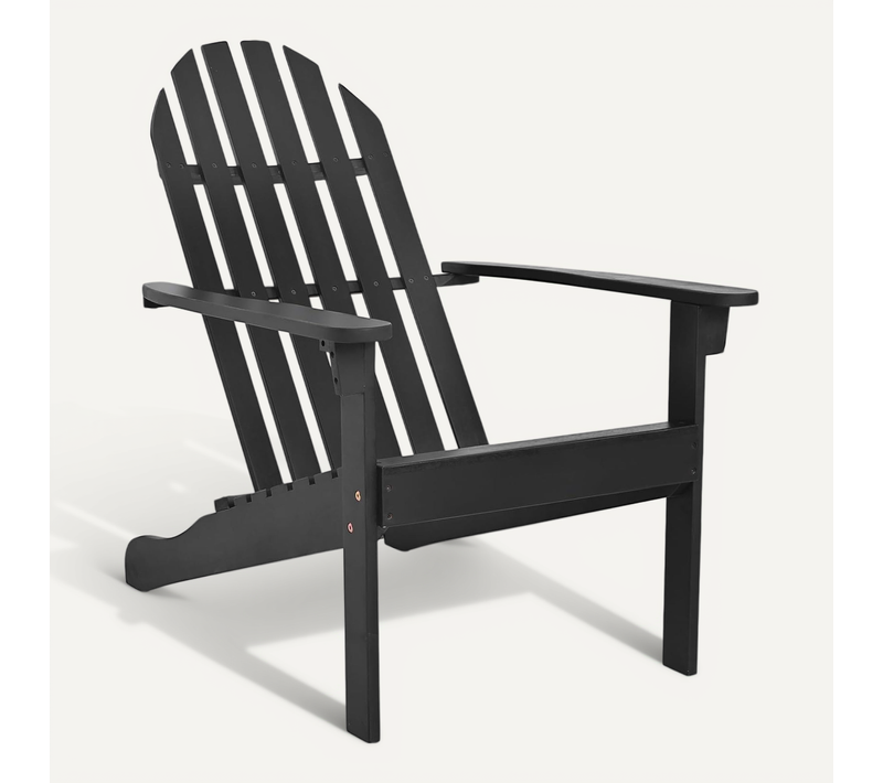 Chaise Adirondack En Bois D'acacia, Fauteuil De Jardin Exterieur, Charge 180kg, 93x66x86 Cm (noir)