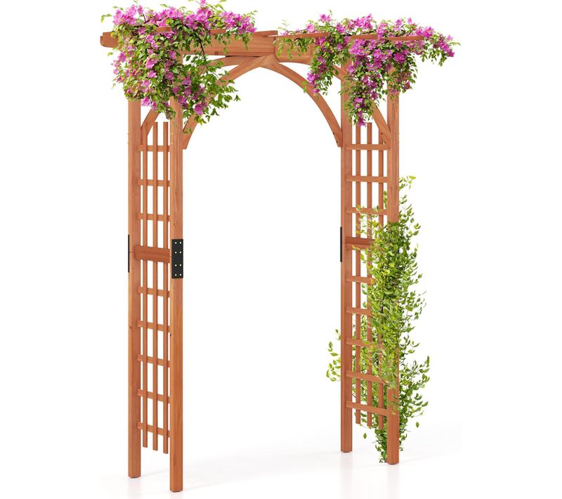 Arche De Jardin En Bois Pour Plantes Grimpantes, Arceau à Rosiers En Treillis 160x60x217cm (naturel)
