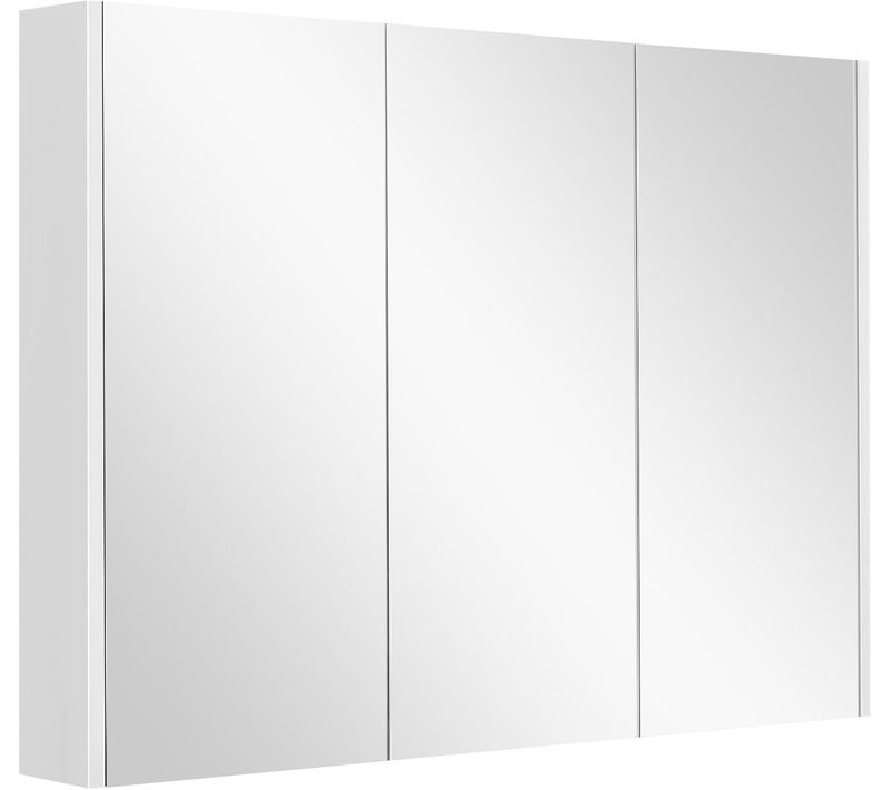 Armoire Murale Salle De Bain Avec 3 Miroirs, Placard De Rangement Murale, 90 X 11 X 65 Cm, Blanc